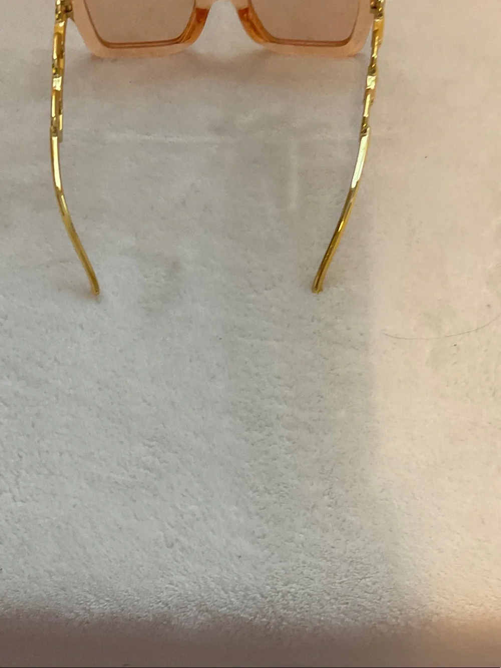 Women's Orange-Tinted Square Sunglasses with Gold Arms